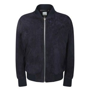 Paul Smith Suede Bomber Jacket With Ribbed Cuffs And Central Zip - NWT